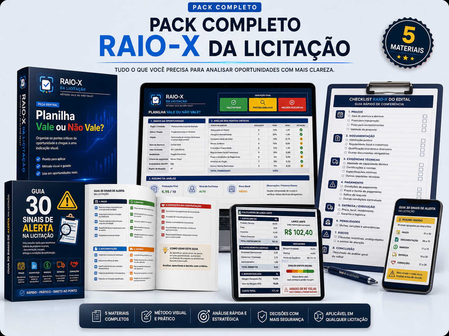Pack completo Raio-X da Licitação com os cinco materiais